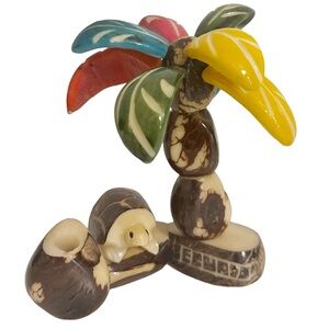Ecuador Handmade Palm Tree Turtle Desk Pen Holder 4” H x 3.5 W New Souvenir Gift